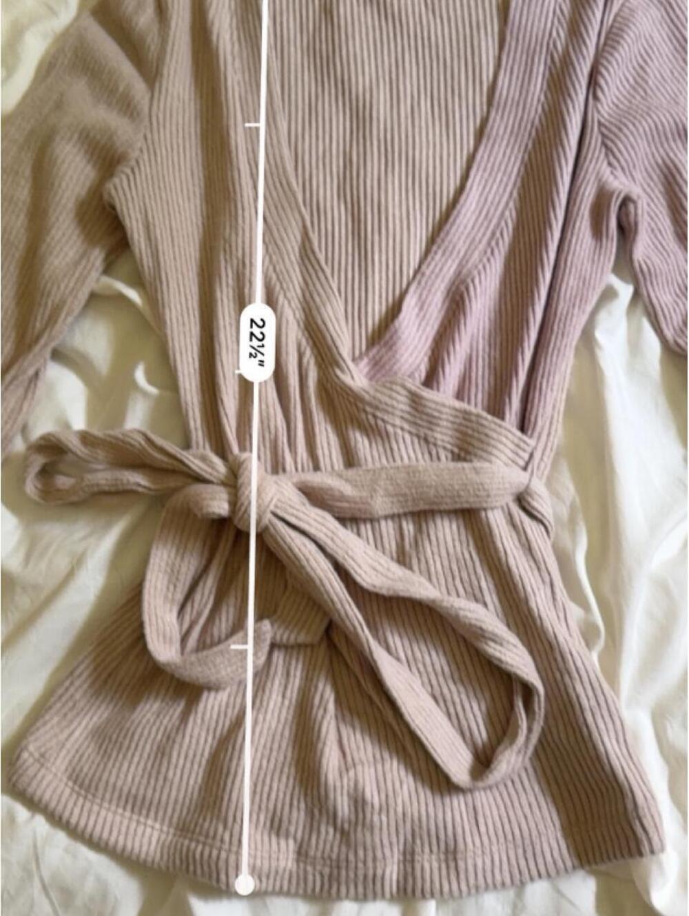 Express Two-Tone Ribbed Wrap Top XS - Picture 4 of 7